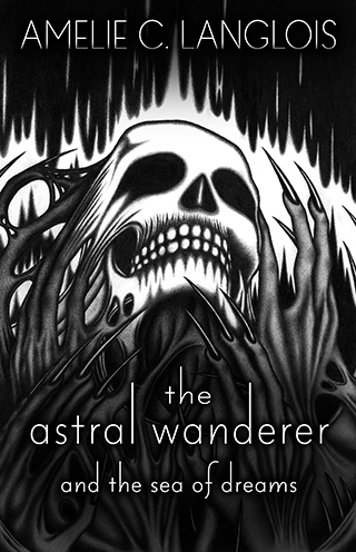 A lone figure stands upon an endless desert, their cloak blowing back in the wind. In the sky above, violet clouds swirl chaotically around three crimson stars, their texture so otherworldly that it almost appears organic. Within the highest star, a lone eye gazes intently, while inside the lower two, horrific mouths grin with a sadistic amusement. Betwixt them, the sky rips open into a black void, and within that void, an indistinct shape looms in the distance: a monolithic tower, or a road leading into the abyss.